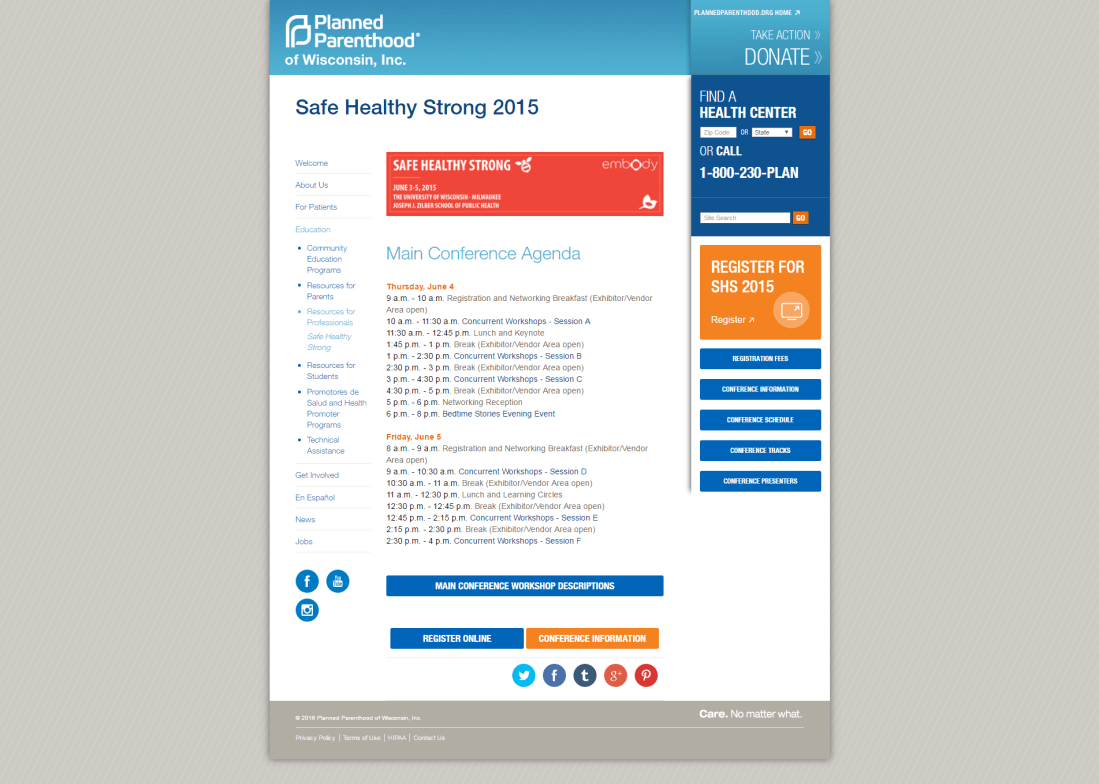 SHS Main Conference Agenda Website